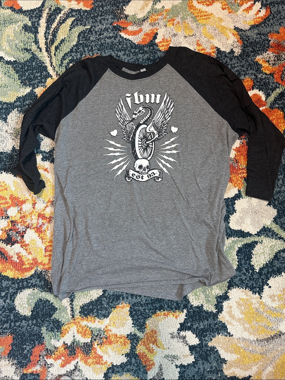next Grey & Black Raglan Graphic Long Sleeve Tee